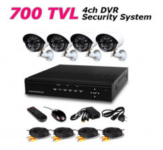 Sistem CCTV supraveghere video complet 4 camere + DVR 700TV Lines si accesorii foto