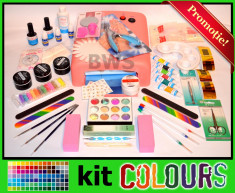 Kit COLOURS unghii false USA----LIVRARE GRATUITA-----cu lampa uv,cover,gel uv,pensule -- - Import Germania foto