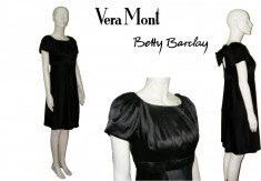 Rochie neagra cu maneci. Marime 38/40, decupata in spate cu funda detasabila. VERA MONT by BETTY BARCLAY. OUTLET ARAD foto