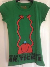 Tricou amuzant Zara TRF Mr Men &amp;amp;amp; Little Miss Green Mr Tickle(fun), marimea S/m foto