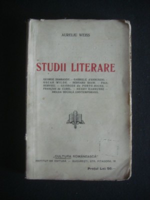 AURELIU WEISS - STUDII LITERARE {1929} foto