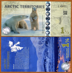 TERITORIUL ARCTIC- 1 1/2 DOLLAR 2014- NEW- UNC!! foto