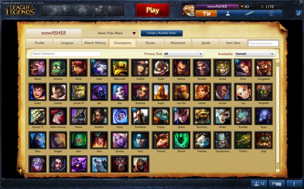 Cont LOL : level 30 , 54 campioni , 6 skinuri , toti adc , 3 pagini de ...