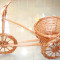 Tricicleta mare impletituri rachita cu suport ghiveci,65/42/28 cm, lacuita