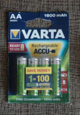 Acumulatori Baterii Reincarcabile AA VARTA Ni-MH 1600mAh R6 set de 4 bucati Rechargeable Accu foto
