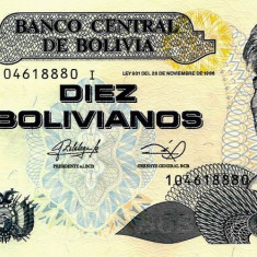 BOLIVIA █ bancnota █ 10 Bolivianos █ 1986 (2013) █ Serie I █ UNC █ necirculata