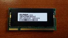 Memorie Laptop Elpida Sodimm DDR1 1 GB 333 Mhz - CU RADIATOR - EBD11UD8ABDA-6B foto