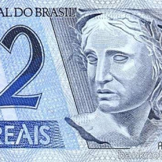 BRAZILIA █ bancnota █ 2 Reais █ 2001 █ P-249a █ UNC █ necirculata