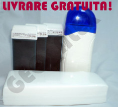 KIT PENTRU EPILAT - SET EPILARE - INCALZITOR CEARA - APARAT CEARA + 3 REZERVE CEARA AZULENE + HARTIE EPILAT foto