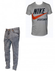 Compleu Tricou Nike + Blugi Tip Zara Man - Model De strada - Sezon de vara - Editie Noua - Masuri M L foto