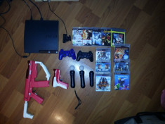 Sony Ps3 320G+eye camera+2manete+ps move 3joystick+pusca si pistol+11 jocuri originale foto