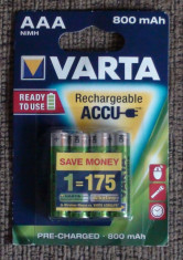 Acumulatori Baterii Reincarcabile AAA VARTA 800mAh R3 set x4 Rechargeable Accu foto