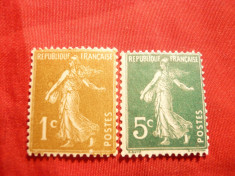 2 Timbre 1C oliv si 5C verde ,1907 si 1932 Franta foto