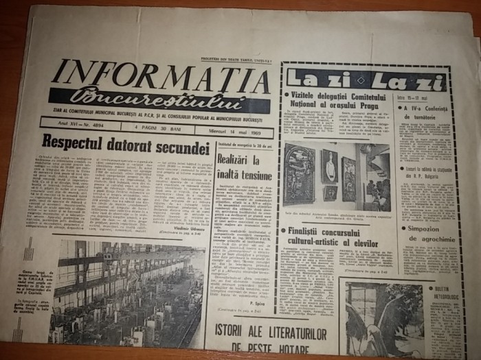 ziarul informatia bucurestiului 14 mai 1969