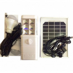 Kit panou solar fotovoltaic iluminat si alimentare lampa 24 leduri SMD 2 becuri 10 led SMD acumulator Kit iluminare GDLITE foto