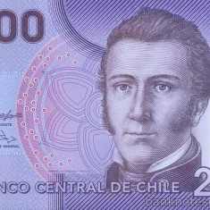 CHILE █ bancnota █ 2000 Pesos █ 2009 █ P-162a █ POLYMER █ UNC █ necirculata