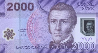 CHILE █ bancnota █ 2000 Pesos █ 2009 █ P-162a █ POLYMER █ UNC █ necirculata foto