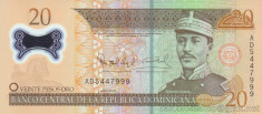 REPUBLICA DOMINICANA ? bancnota ? 20 Pesos Oro ? 2009 ? P-182 ? POLYMER ? UNC ? necirculata foto