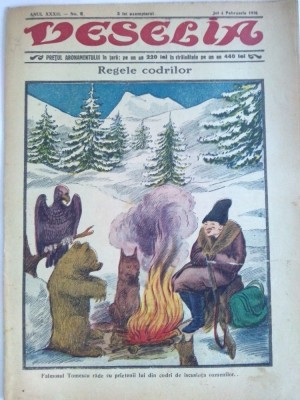 Ziar umoristic interbelic - VESELIA - Nr. 6 / 4 februarie 1926 - Coperta: tema vanatoreasca foto