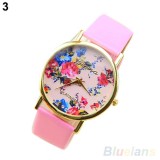 Ceas dama GENEVA curea piele roz + cutie cadou, Analog, Quartz