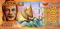 INSULA PASTELUI ? RAPA NUI ? bancnota ? 5000 Rongo 2012 POLYMER UNC necirculata foto