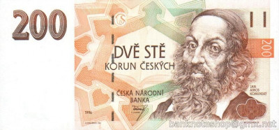 CEHIA █ bancnota █ 200 Korun █ 1996 █ P-13 █ UNC █ necirculata foto