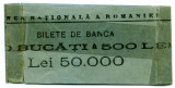 ROMANIA BANDEROLA PENTRU 100 BANCNOTE A 50 000 50000 LEI 1996