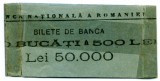 ROMANIA BANDEROLA PENTRU 100 BANCNOTE A 50 000 50000 LEI 1996