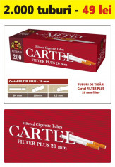 CARTEL FILTER PLUS 20 mm - Pachet 10 cutii tuburi de tigari x 200 buc. foto