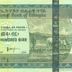 ETIOPIA █ bancnota █ 100 Birr █ 2004 / 1997 █ P-52b █ UNC █ necirculata