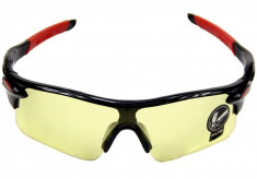 Ochelari de soare pentru sport, model CYCLISTS ; Rame negre, lentile galbene pentru contrast ridicat ! Cadou : un saculet pentru protectie ! foto