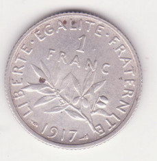 MONEDA DIN ARGINT FRANTA - 1 FRANC 1917 foto