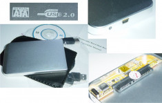 rack extern pe USB pentru HDD de laptop 2.5 SATA &amp;amp;amp;ndash; SLIM argintiu foto