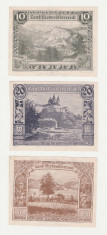 LOT 3 BANCNOTE (NOTGELD) AUSTRIECE - LAND NIEDEROSTERRICH - 10, 20, 50 HELLER 1920 (29 APRILIE 1920) foto