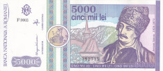 Bancnota Romania 5.000 Lei 1992 - P103 UNC foto