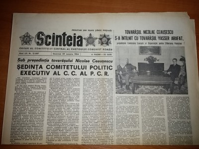 ziarul scanteia 29 ianuarie 1984 ( intalnirea lui ceausescu cu yasser arafat ) foto