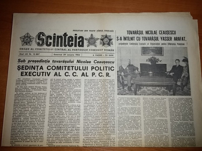 ziarul scanteia 29 ianuarie 1984 ( intalnirea lui ceausescu cu yasser arafat )
