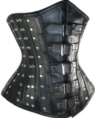 V239 Corset Brau Imitatie Piele foto