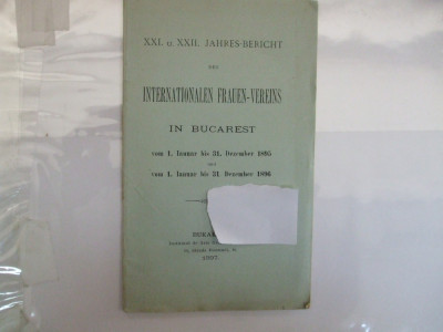 XXI u. XXII Jahres - Bericht des Internationalen Frauen Vereins Bucarest 1895 foto