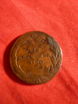 1 Kr.1790 eroare la literele tz ( os peste litere),bronz Austria , cal. Buna-F.Buna foto