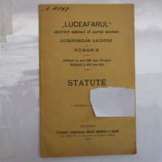 Societate ajutor reciproc a lucratorilor lacatusi LUCEAFARUL Bucuresti 1899