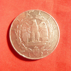 Moneda 2 Lire 1939 Victor Emanuel, Italia , otel ,cal.apr.NC, muchie dintata,cal.F.Buna