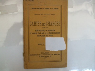 CFR Cahier de charges Construction... superstructure metallique des ponts 1897 foto