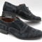 Pantofi barbati piele naturala (Intoarsa) casual-eleganti / Pantofi piele intoarsa Bleumarin inchis Made in Romania
