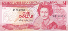 Bancnota Caraibe (Eastern Caribbean - Anguilla) 1 Dolar (1983-85) - P21u UNC foto