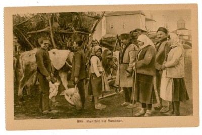 1707 - ETHNIC to animal market - old postcard, CENSOR - used foto