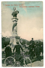 1553 - TURNU SEVERIN, Monumentul Imparatului TRAIAN- old postcard - used - 1908 foto