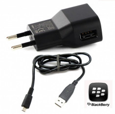 INCARCATOR BLACKBERRY Pearl Flip 8220 Pearl Flip 8230 Q10 ORIGINAL NOU MicroUSB CHARGER FORMAT DIN CABLU INCARCARE DATE SI ADAPTOR PRIZA USB 850mA 5V foto