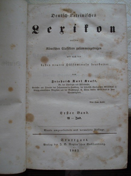 Lexicon german - latin, 1843, volumul 1