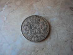 Lot 1. 5 francs / franci 1868 Leopold Belgia, argint foto